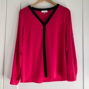 Calvin Klein pink and black full sleeve blouse